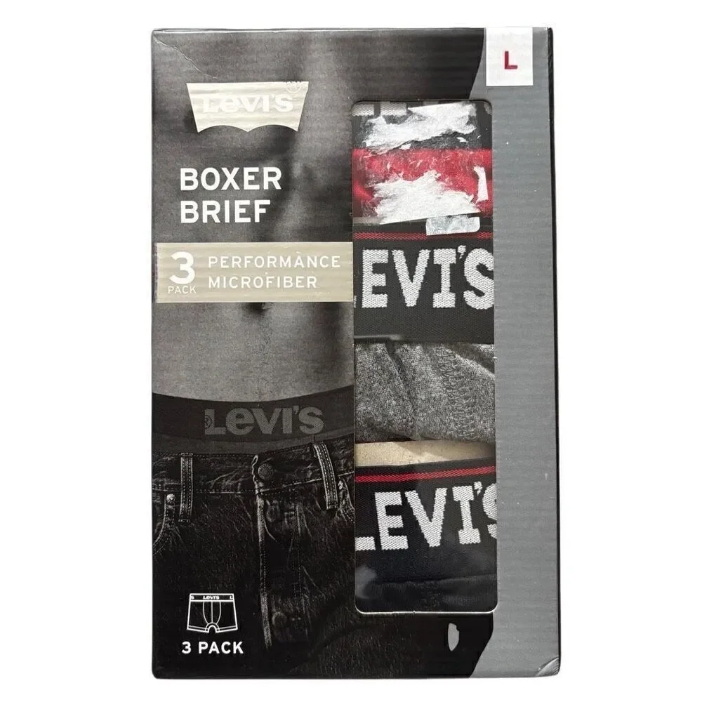 Levi’s 3-Pack Boxer Brief Performance Microfiber Men's Large